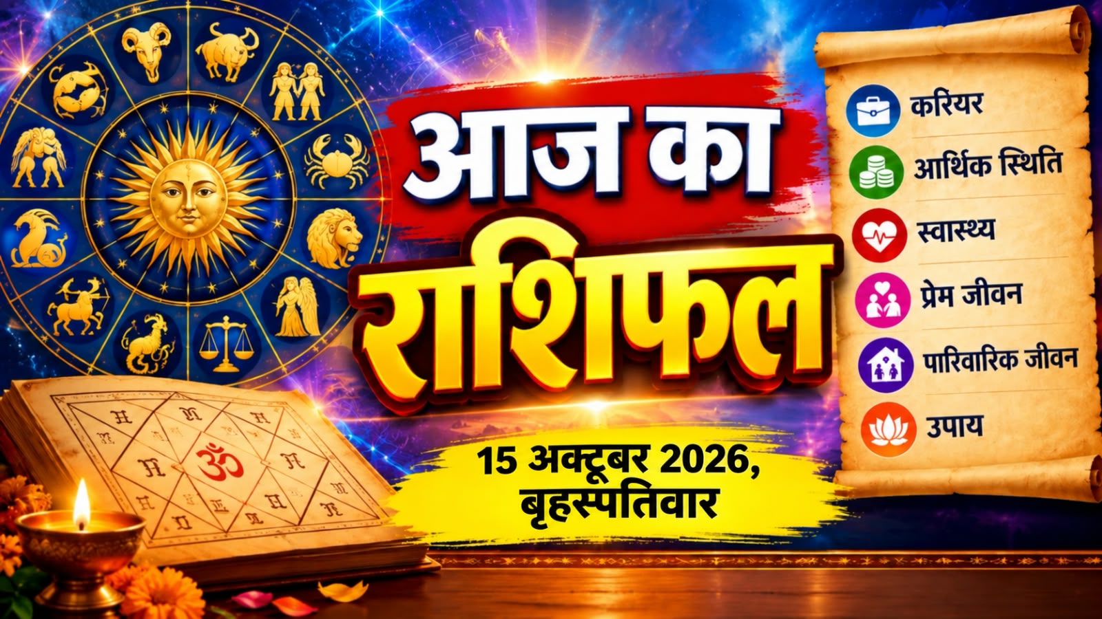 आज का राशिफल, 15 अक्टूबर 2026, बृहस्पतिवार