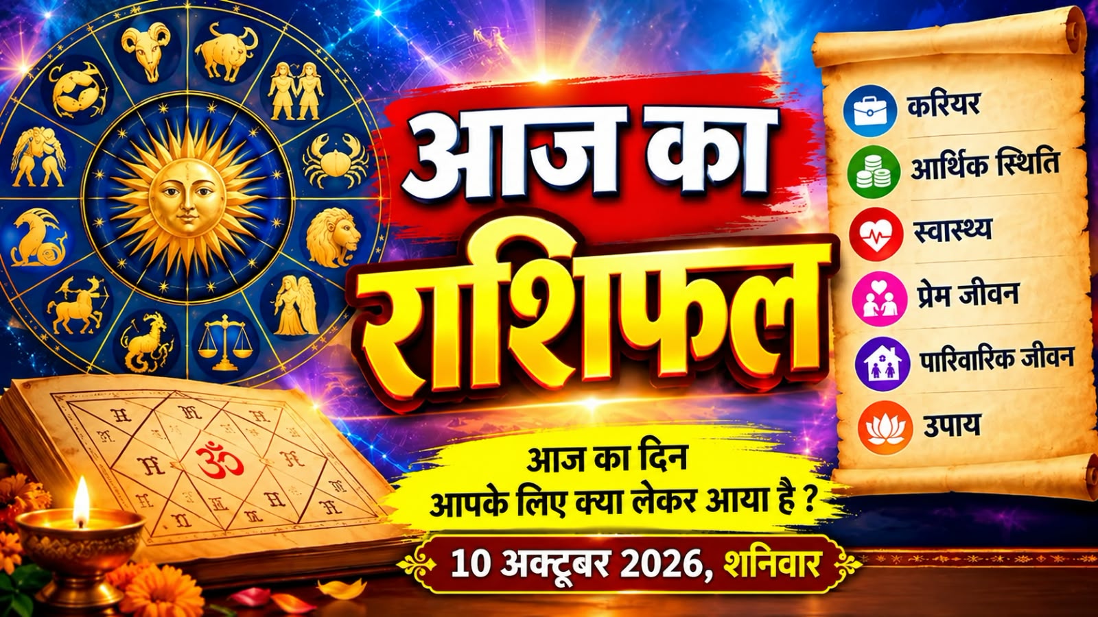 आज का राशिफल, दिनांक - 10 अक्टूबर 2026 दिन - शनिवार